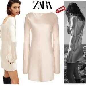 NWT ZARA X KAIA GERBER Cream Satin Effect Mini Dress size XS